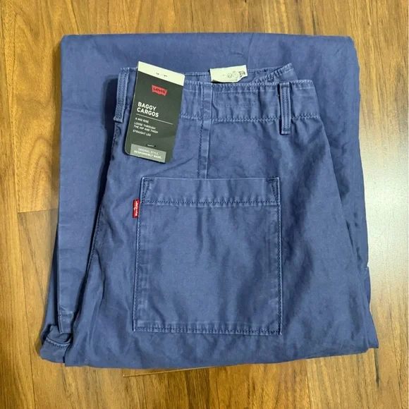Levi's Women's Baggy Cargos Mid Rise Steel Blue Straight Leg Pants Size 30 X30 - Picture 6 of 8